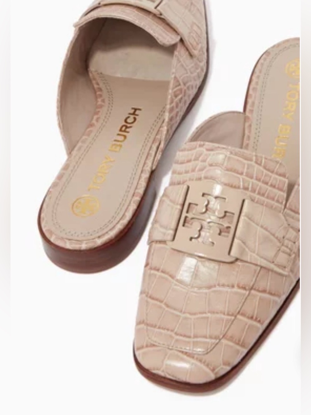 Tory Burch Georgia Loafer Mule Taupe Soft Croco Embossed Sz 7 $278